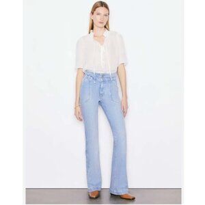 Frame Denim Caye Double Button Light Wash Mid-rise Flare Jeans 70s Women's 30